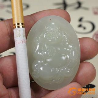 和田玉青白玉挂件弥勒佛